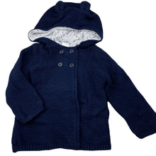 Load image into Gallery viewer, unisex Target, lined knitted cotton hooded sweater / cardigan, EUC, size 1,  