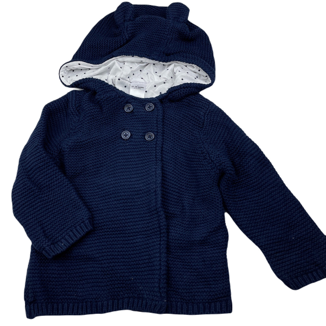 unisex Target, lined knitted cotton hooded sweater / cardigan, EUC, size 1,  