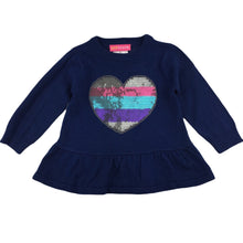 Load image into Gallery viewer, Kidtopia navy knit long sleeve tunic top, sequins, size 6 months, Pre-loved