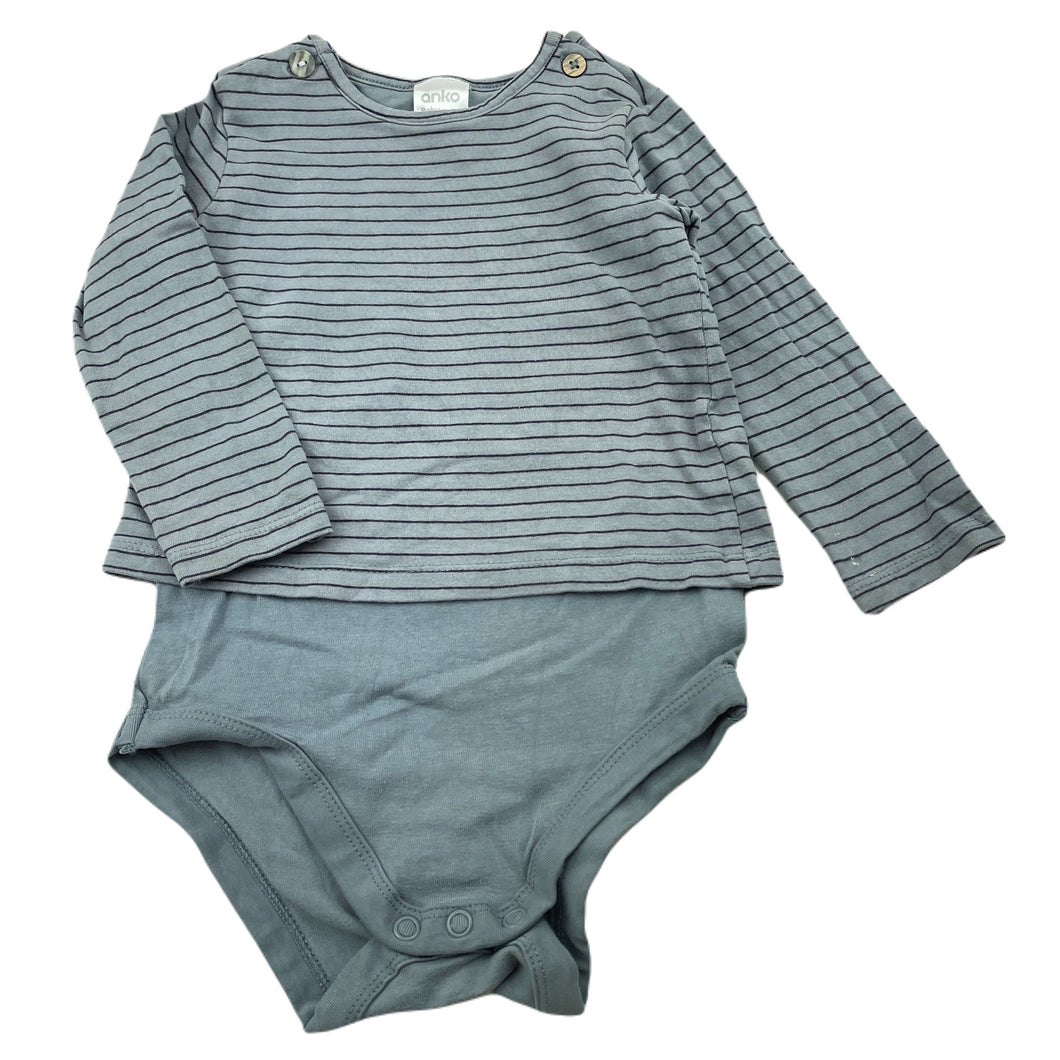 Boys Anko, grey stretchy romper, FUC, size 0,  