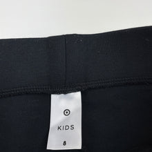 Load image into Gallery viewer, Girls Target, black stretchy pants, elasticated, faux leather detail, Inside leg: 56cm, EUC, size 8,  