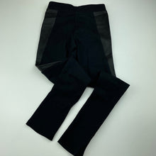 Load image into Gallery viewer, Girls Target, black stretchy pants, elasticated, faux leather detail, Inside leg: 56cm, EUC, size 8,  