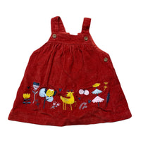 Load image into Gallery viewer, Girls Ollies Place, embroidered corduroy cotton overalls dress / pinafore, EUC, size 000, L: 34cm