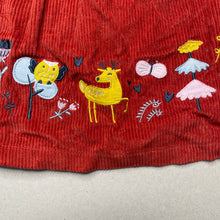 Load image into Gallery viewer, Girls Ollies Place, embroidered corduroy cotton overalls dress / pinafore, EUC, size 000, L: 34cm