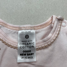 Load image into Gallery viewer, Girls Target, floral organic cotton blend bodysuit / romper, EUC, size 0000,  