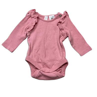 Girls Dymples, pink ruffle bodysuit / romper, GUC, size 0000,  