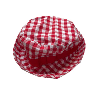 unisex Blue Sky, red check cotton bucket hat, EUC, size 00,  