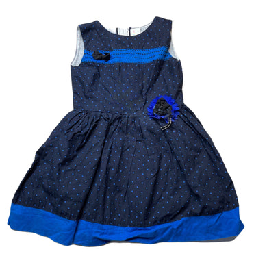 Girls Senfin, lined navy party dress, armpit to armpit: 27cm, FUC, size 1-2, L: 49cm