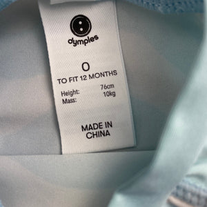 unisex Dymples, long sleeve rashie / swim top, EUC, size 0,  