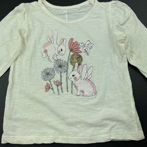 Girls Brilliant Basics, organic cotton long sleeve top, rabbits, EUC, size 1,  