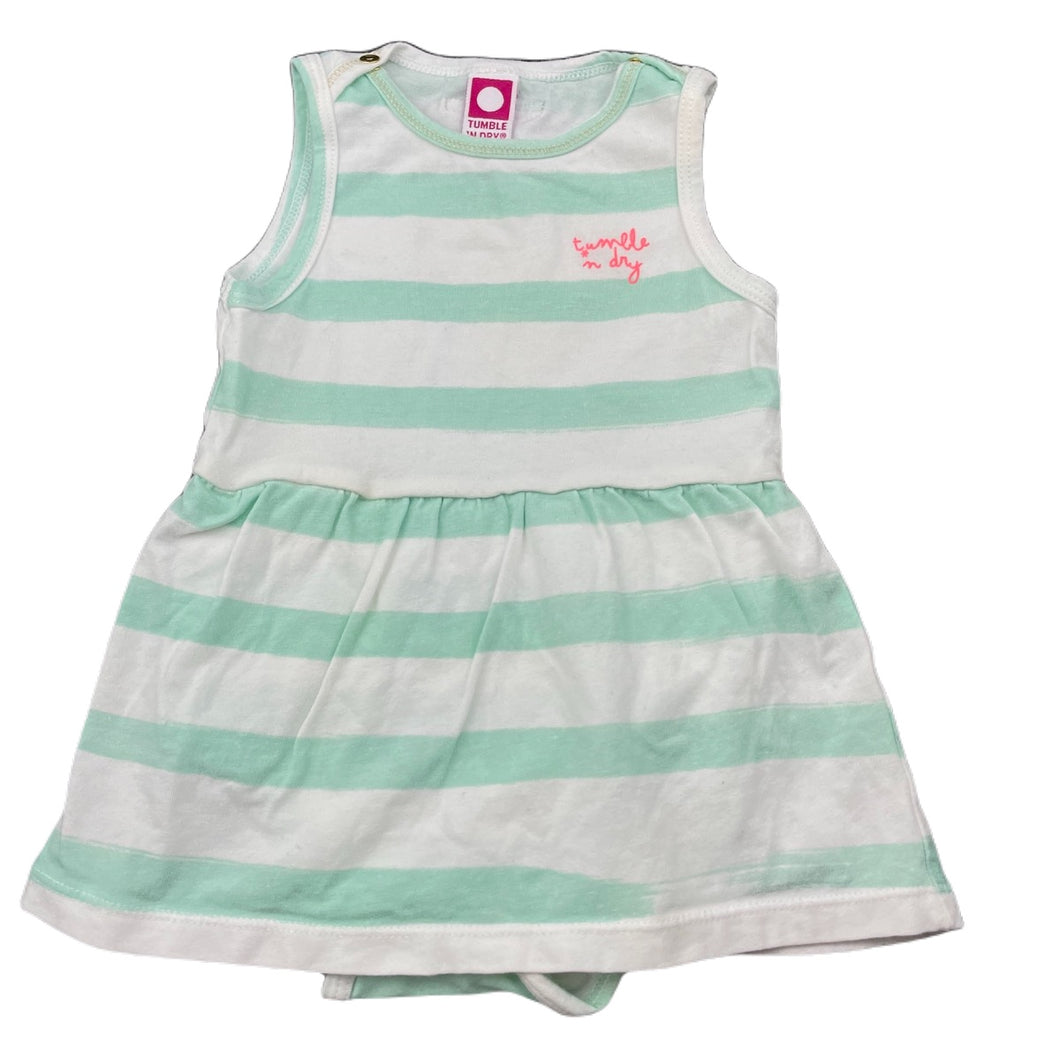 Girls Tumble 'n Dry, striped stretchy romper, EUC, size 0,  