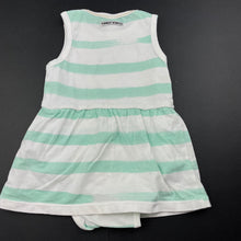 Load image into Gallery viewer, Girls Tumble &#39;n Dry, striped stretchy romper, EUC, size 0,  