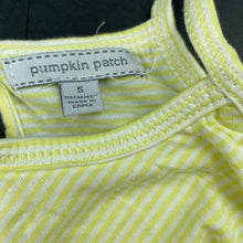 Load image into Gallery viewer, Girls Pumpkin Patch, yellow stripe lightweight cotton summer playsuit, EUC, size 5,  