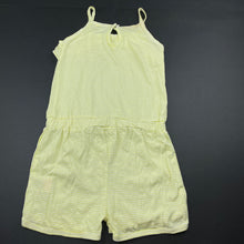 Load image into Gallery viewer, Girls Pumpkin Patch, yellow stripe lightweight cotton summer playsuit, EUC, size 5,  
