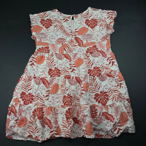 Girls Target, floral viscose / linen dress, GUC, size 8, L: 65cm