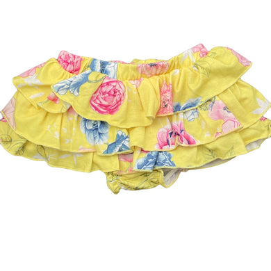 Girls Kidding Around, yellow floral ruffle bloomers / skirt, GUC, size 0,  
