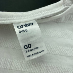unisex Anko, white cotton long sleeve top, GUC, size 00,  