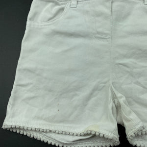 Girls Anko, white stretch cotton shorts, adjustable, FUC, size 6,  