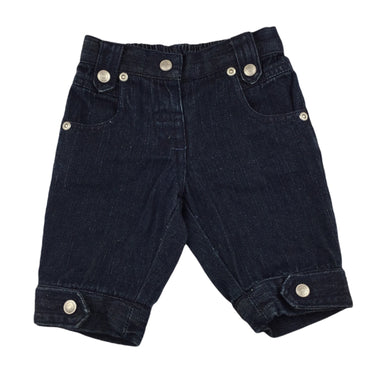 Sprout long dark denim shorts, elasticated, Inside leg: 15cm, size 0, Pre-loved