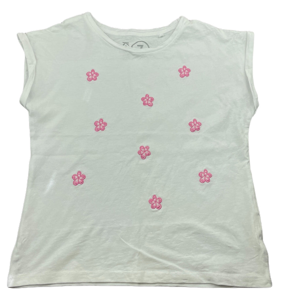 Girls KID, embroidered white cotton t-shirt / top, EUC, size 7,  