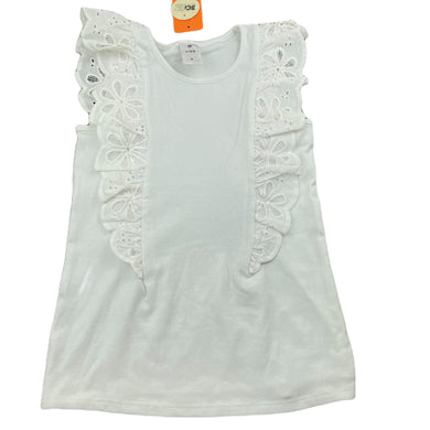 Girls Target, white stretchy ruffle tank top, NEW, size 6,  