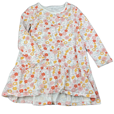Girls Anko, floral cotton casual long sleeve dress, EUC, size 6, L: 51cm at front