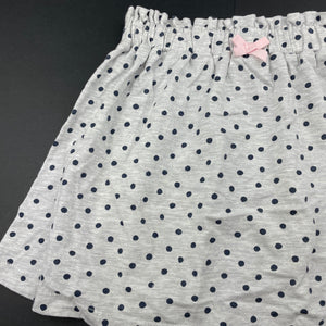 Girls Anko, grey & navy spot skirt, elasticated, L: 30cm, EUC, size 7,  