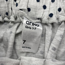 Load image into Gallery viewer, Girls Anko, grey &amp; navy spot skirt, elasticated, L: 30cm, EUC, size 7,  