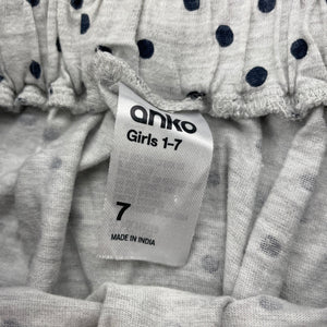 Girls Anko, grey & navy spot skirt, elasticated, L: 30cm, EUC, size 7,  