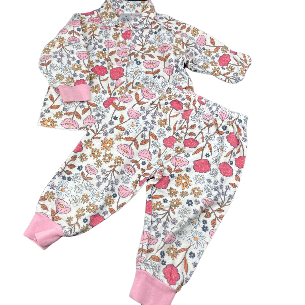 Girls Target, floral organic cotton flannelette pyjamas, GUC, size 1,  
