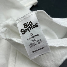 Load image into Gallery viewer, unisex Big Softies, white cotton singlet top, EUC, size 0,  