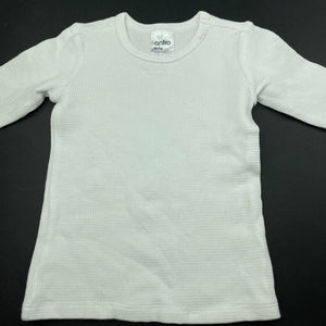 unisex Anko, white waffle cotton long sleeve top, GUC, size 0,  