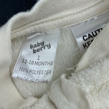 Load image into Gallery viewer, unisex Baby Berry, soft fleece zip coverall / romper, FUC, size 1,  