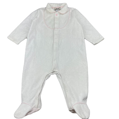 Girls white, velour coverall / romper, FUC, size 0,  