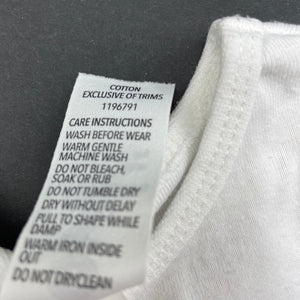 unisex Dymples, white cotton bodysuit / romper, FUC, size 000,  