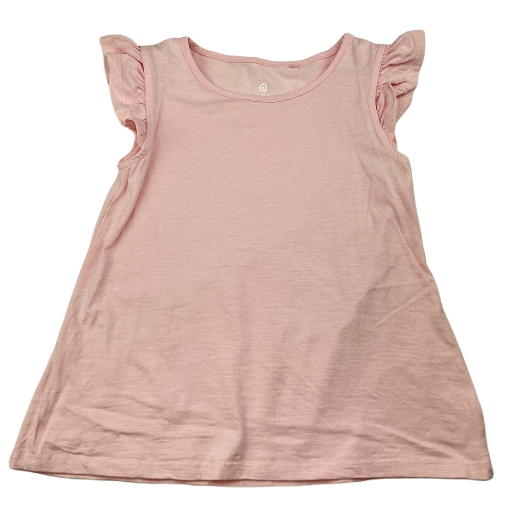 Girls Target, pink organic cotton t-shirt / top, light mark on back, FUC, size 6,  