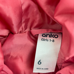 Girls Anko, pink puffer jacket / coat, L: 44cm, EUC, size 6,  