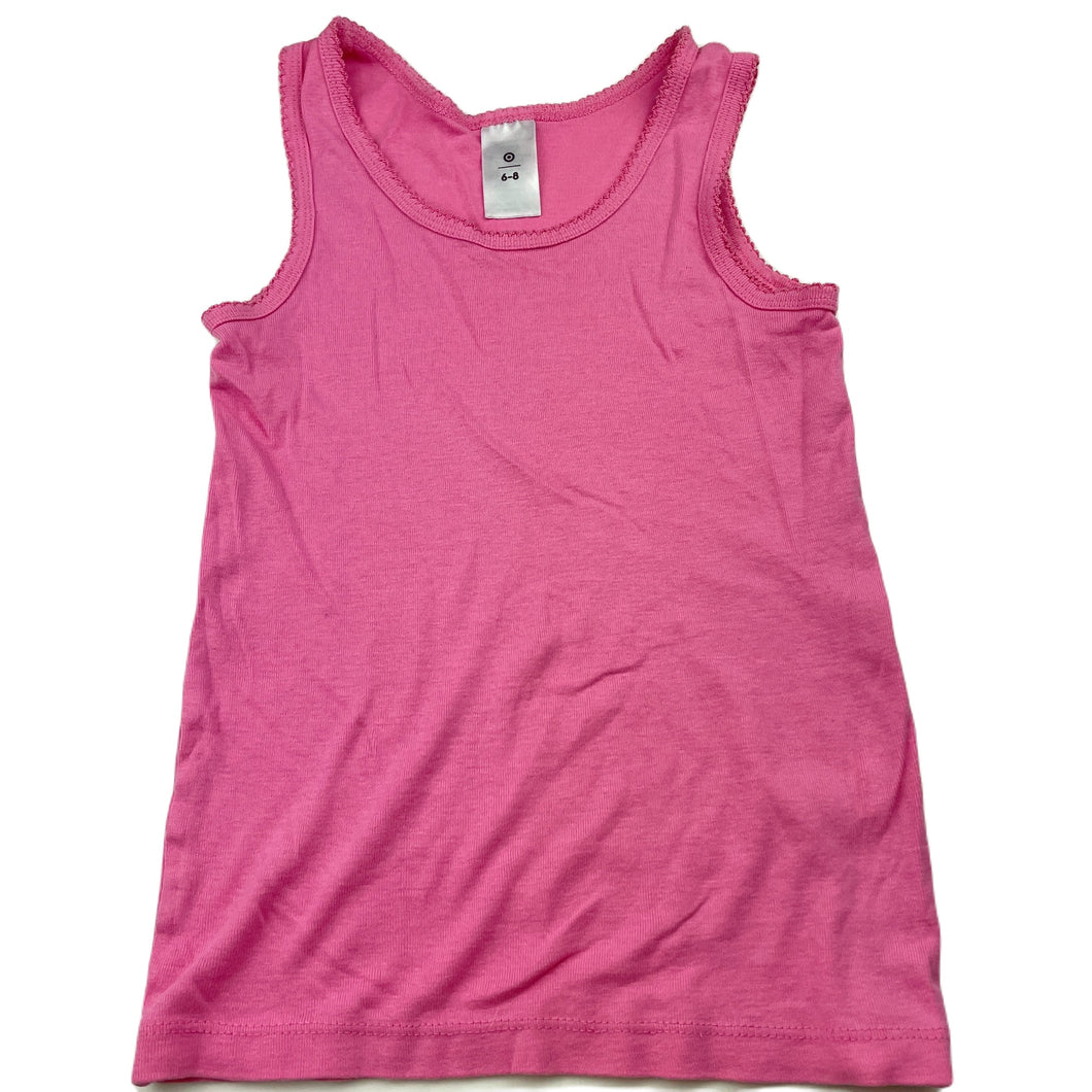 Girls Target, pink cotton singlet top, EUC, size 6-8,  