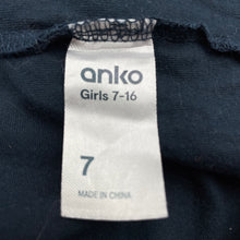 Load image into Gallery viewer, Girls Anko, navy cotton t-shirt / top, GUC, size 7,  