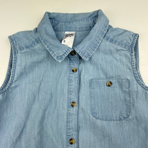 Girls Anko, chambray cotton tie front shirt/top, EUC, size 8,  
