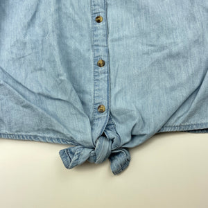 Girls Anko, chambray cotton tie front shirt/top, EUC, size 8,  
