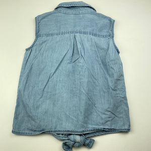 Girls Anko, chambray cotton tie front shirt/top, EUC, size 8,  