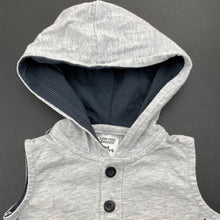 Load image into Gallery viewer, Boys Baby Berry, grey cotton hooded romper, EUC, size 000,  