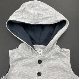 Boys Baby Berry, grey cotton hooded romper, EUC, size 000,  