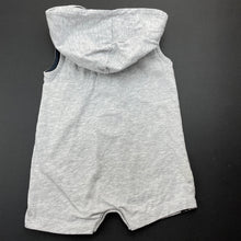 Load image into Gallery viewer, Boys Baby Berry, grey cotton hooded romper, EUC, size 000,  