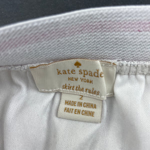 Girls Kate Spade, lined pleated silver skirt, elasticated, L: 23cm, FUC, size 2,  