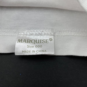 unisex Marquise, white cotton singlet top, GUC, size 000,  