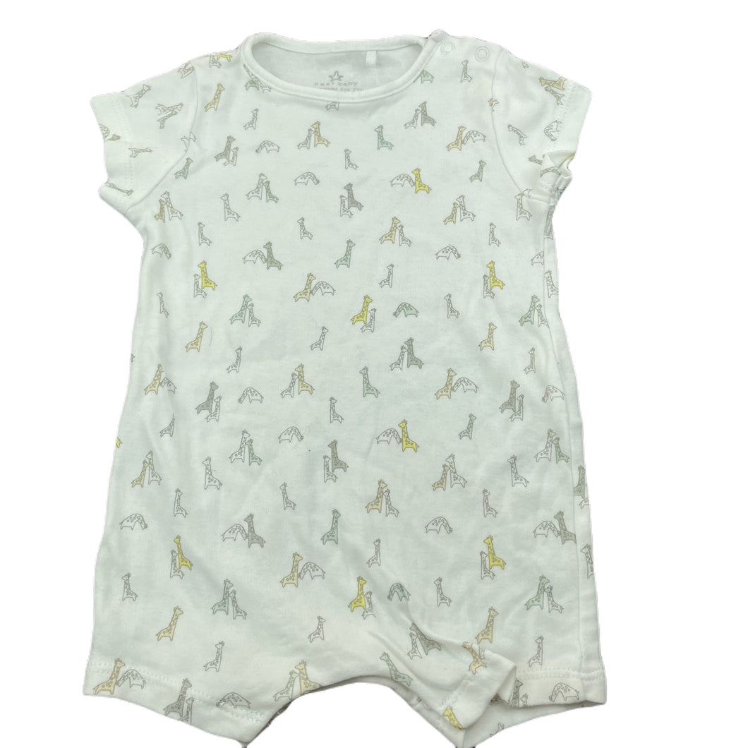 unisex Next, soft cotton romper, giraffes, EUC, size 000,  