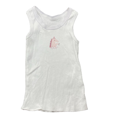 Girls Anko, white cotton singlet top, unicorn, GUC, size 000,  