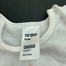 Load image into Gallery viewer, Girls Anko, white cotton bodysuit / romper, butterfly, EUC, size 0000,  